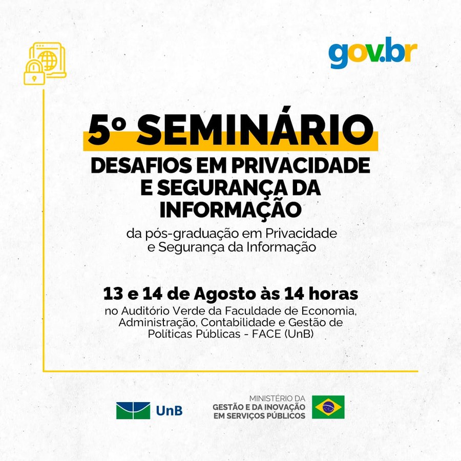 Desafios em Privacidade e Segurança da Informação, 5ª Edição, 13 e 14 de agosto de 2026