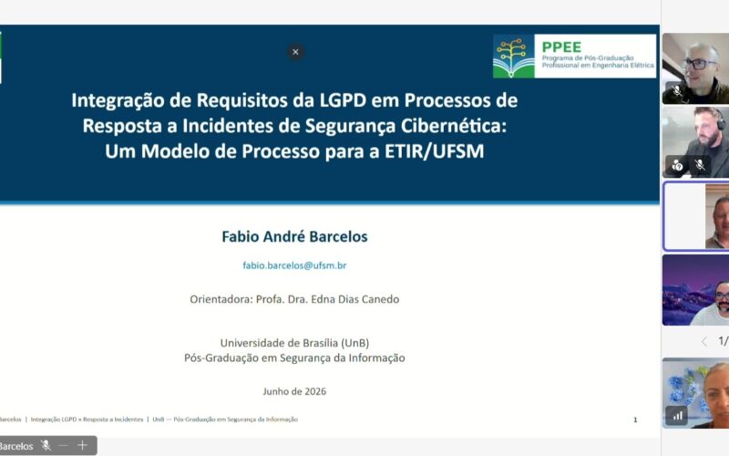 Discente do PPEE/LabRisk defende TCC sobre integração da LGPD aos processos de resposta a incidentes cibernéticos em instituições públicas