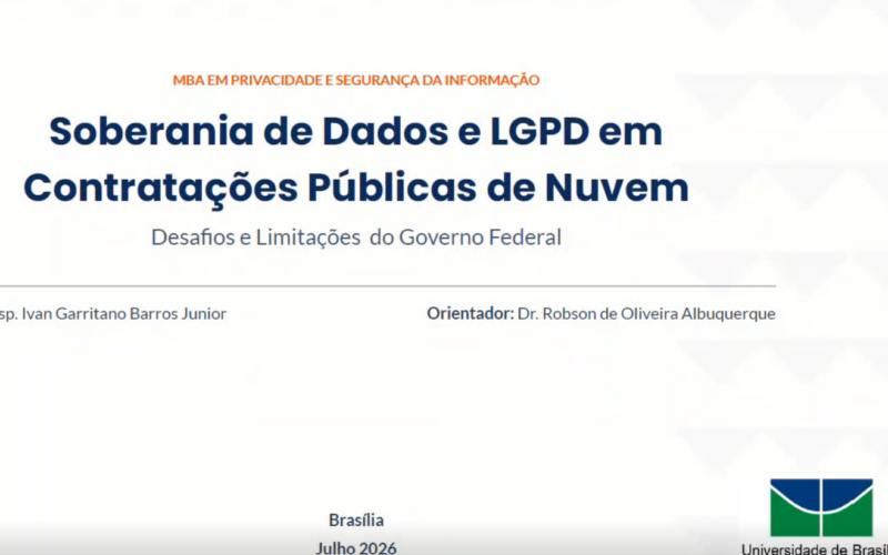 Discente Ivan Garritano Barros Junior defende TCC sobre Soberania de Dados e LGPD em Contratações Públicas de Nuvem